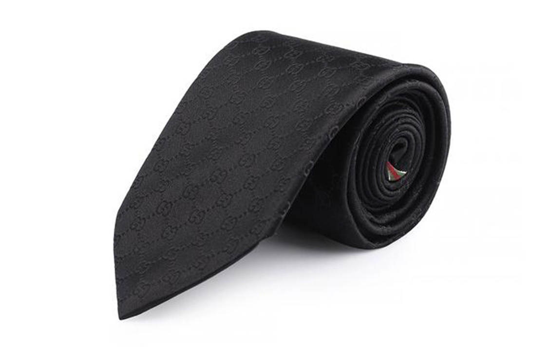 GUCCI Black Silk Tie for Men 456520-4B002-1000 圖 2