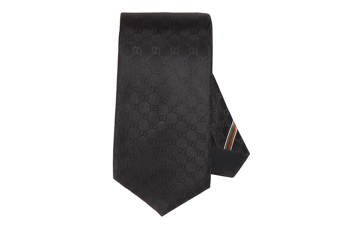GUCCI Black Silk Tie for Men 456520-4B002-1000 圖 4
