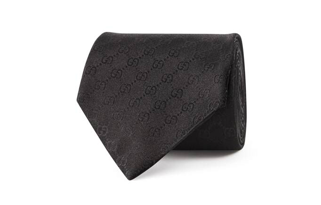 GUCCI Black Silk Tie for Men 456520-4B002-1000 圖 5
