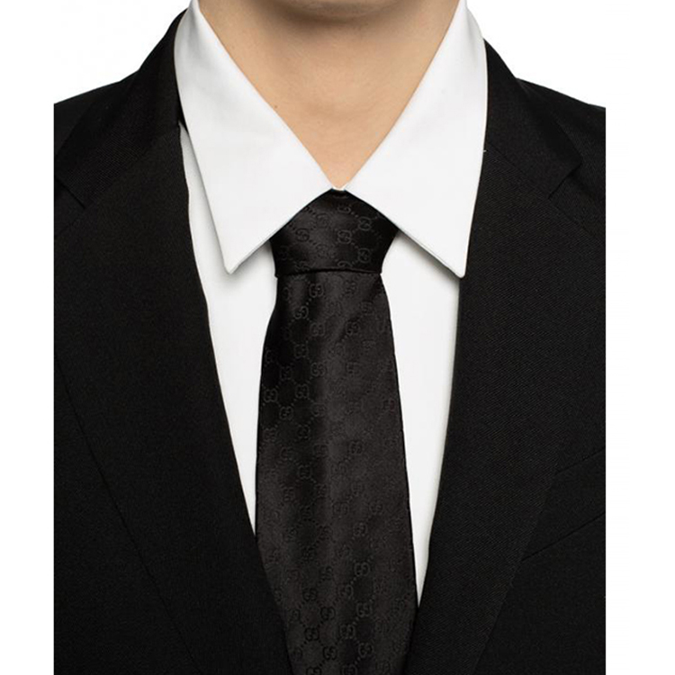 GUCCI Black Silk Tie for Men 456520-4B002-1000 圖 7