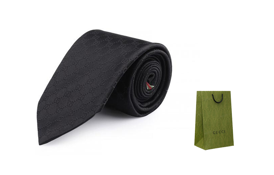 GUCCI Black Silk Tie for Men 456520-4B002-1000 圖 9