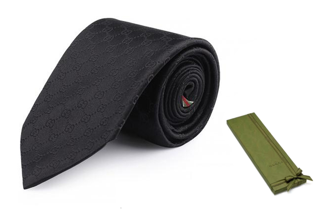GUCCI Black Silk Tie for Men 456520-4B002-1000 圖 10
