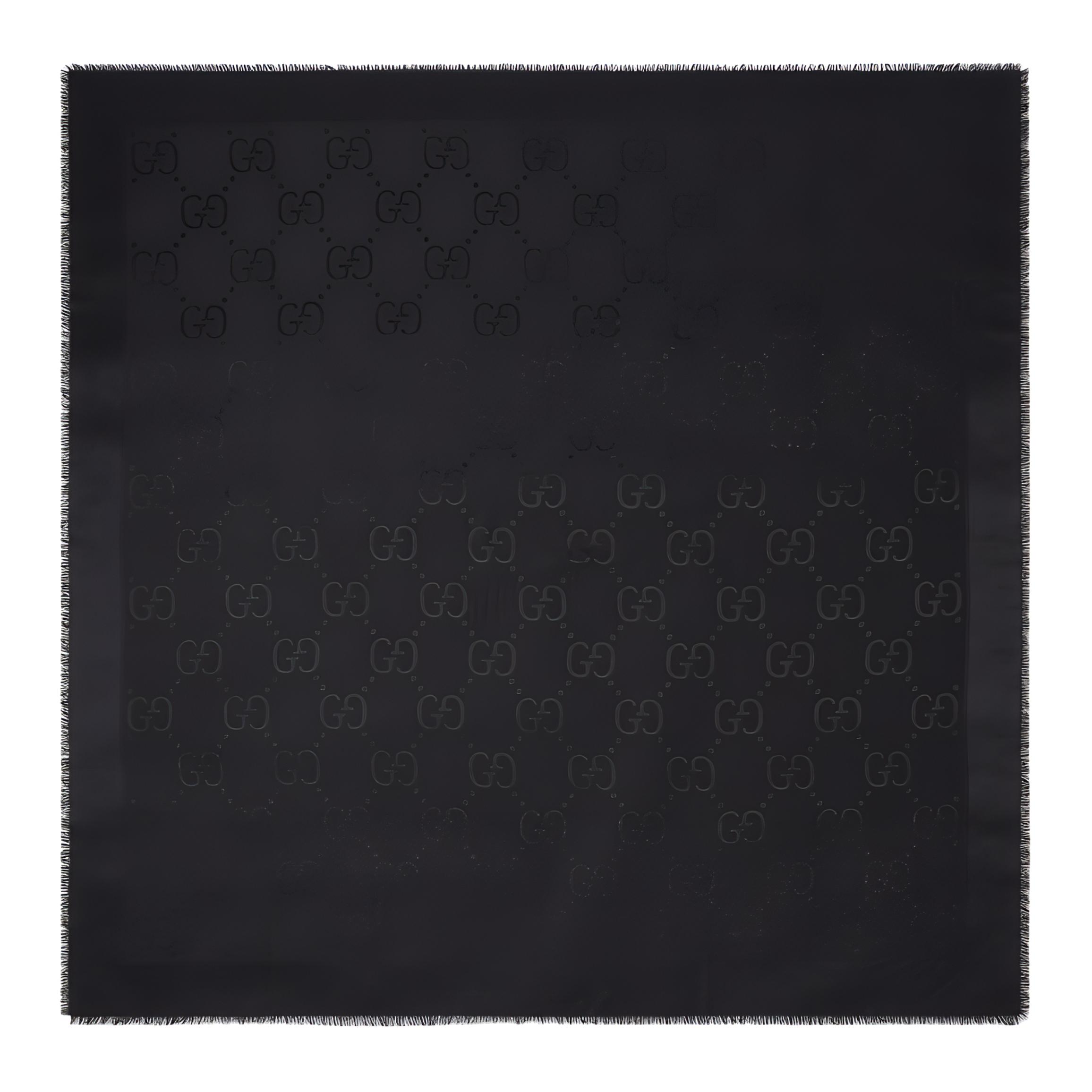 GUCCI Black Solid Color Scarf with Printed Logo Unisex 6636713GC431000