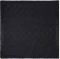 GUCCI Black Solid Color Scarf with Printed Logo Unisex 6636713GC431000 GUCCI Black Solid Color Scarf with Printed Logo Unisex 6636713GC431000