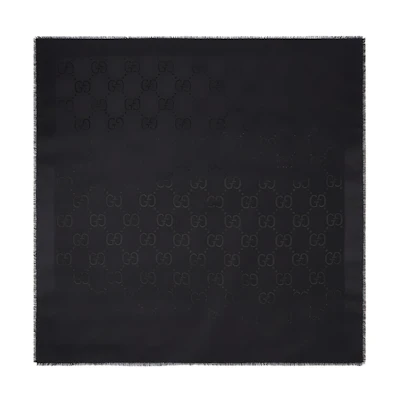 GUCCI Black Solid Color Scarf with Printed Logo Unisex 6636713GC431000