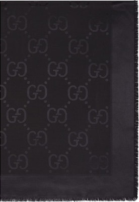 GUCCI黑色纯色印花Logo围巾男女通用 6636713GC431000 Order GUCCI黑色纯色印花Logo围巾男女通用 6636713GC431000