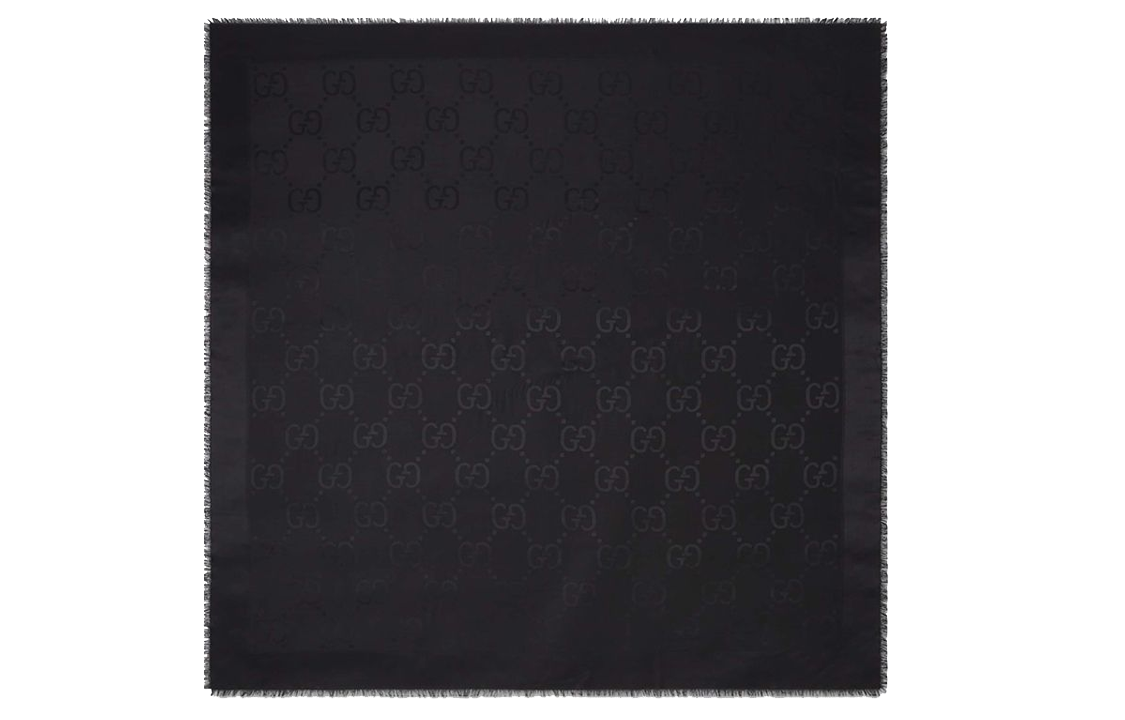Lookbook GUCCI黑色纯色印花Logo围巾男女通用 6636713GC431000