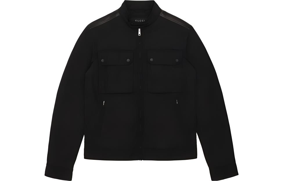 Gucci Black Solid Color Zip Pocket Casual Jacket Long Sleeve Coat 368539-Z4154-1000