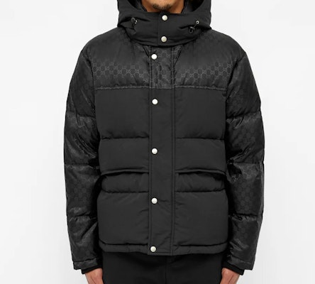 GUCCI 黑色素面提花連帽羽絨外套 553281-Z4218-1000 Lookbook GUCCI 黑色素面提花連帽羽絨外套 553281-Z4218-1000