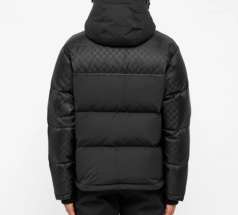 Purchase GUCCI 黑色素面提花連帽羽絨外套 553281-Z4218-1000