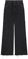 Gucci Black Solid Mid-Rise Wide-Leg Jeans 758153-XDCOA-1000 Gucci Black Solid Mid-Rise Wide-Leg Jeans 758153-XDCOA-1000