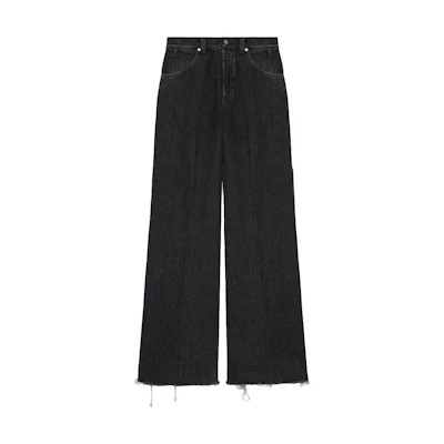 Gucci Black Solid Mid-Rise Wide-Leg Jeans 758153-XDCOA-1000