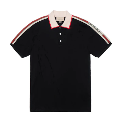 Gucci Black Striped Colorblock Logo Short Sleeve Polo Shirt 500972-X9M38-1106