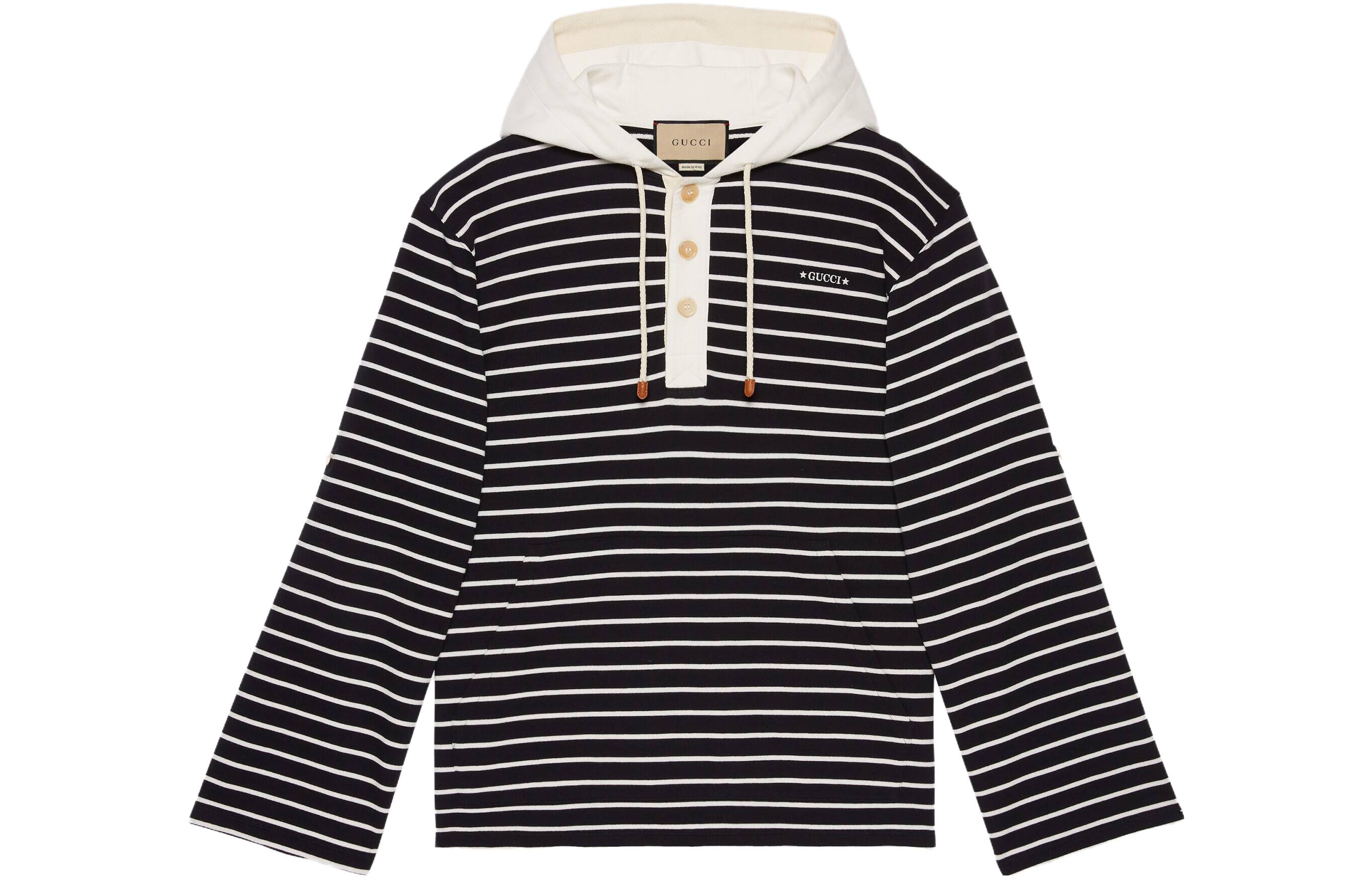 Gucci Black Striped Drawstring Hoodie 746985-XJFNR-4417