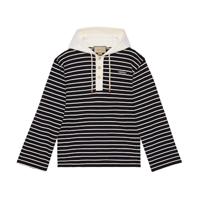 Gucci Black Striped Drawstring Hoodie 746985-XJFNR-4417
