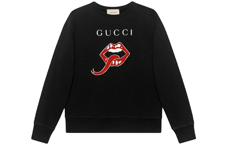 Gucci Black Sweatshirt with Red Lip Print 475532-XJAOI-1082