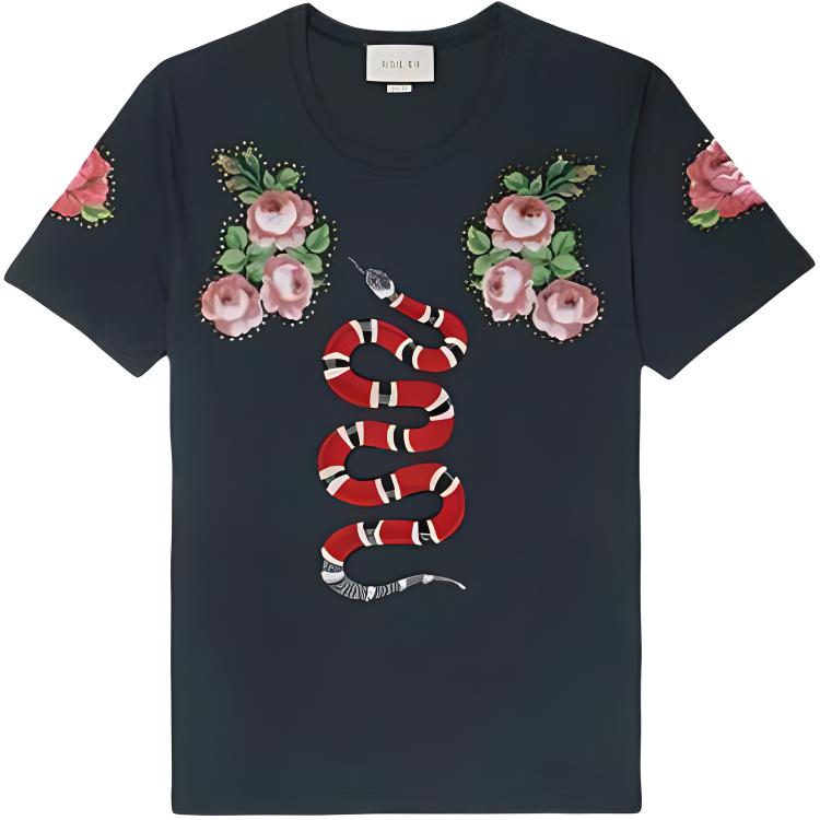 Gucci Black T-shirt with Animal Print 432086-X3D88-3013