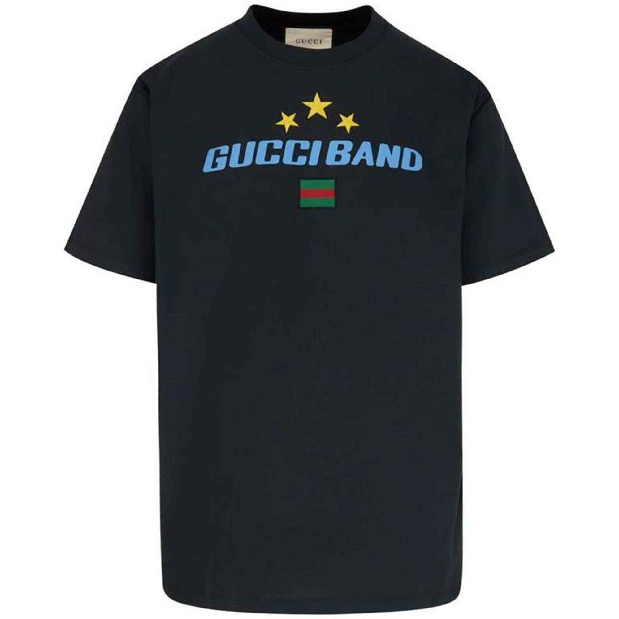 Gucci Black T-Shirt with Star Embroidery and Large Logo for Men 565806-XJB2W-1142