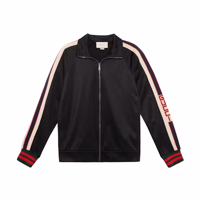 Gucci Black Technical Jersey Stripe Track Jacket Jumpsuit 474634-X5T39-1008