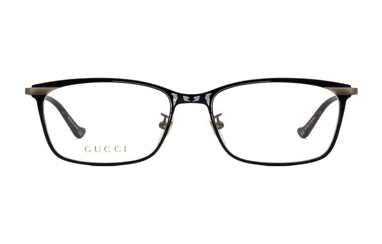 Shop GUCCI Black Titanium Square Metal Optical Glasses Frame GG1130OJ-001