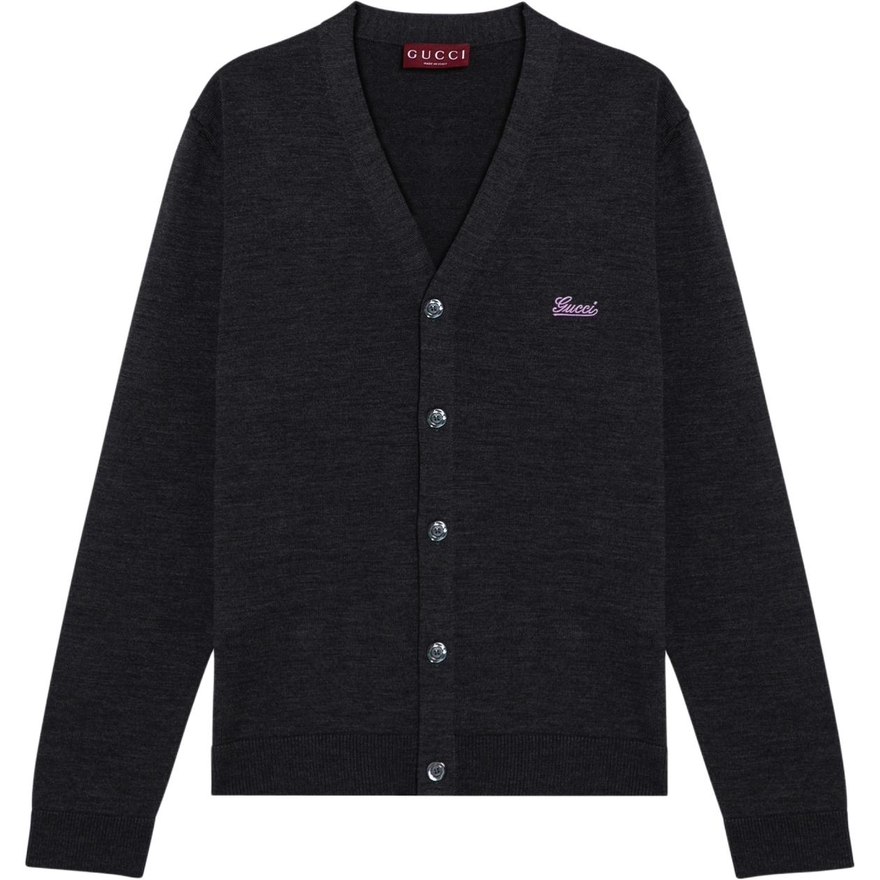 Gucci Black V-Neck Logo Long Sleeve Knit Sweater 795300-XKD7F-1078