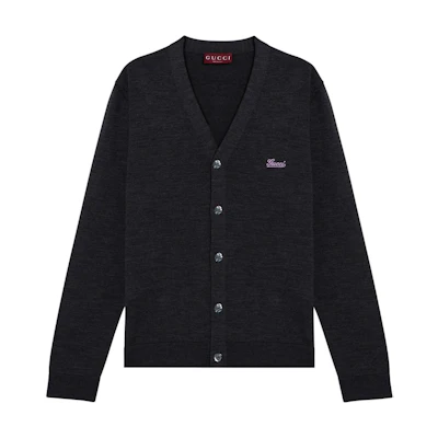 Gucci Black V-Neck Logo Long Sleeve Knit Sweater 795300-XKD7F-1078