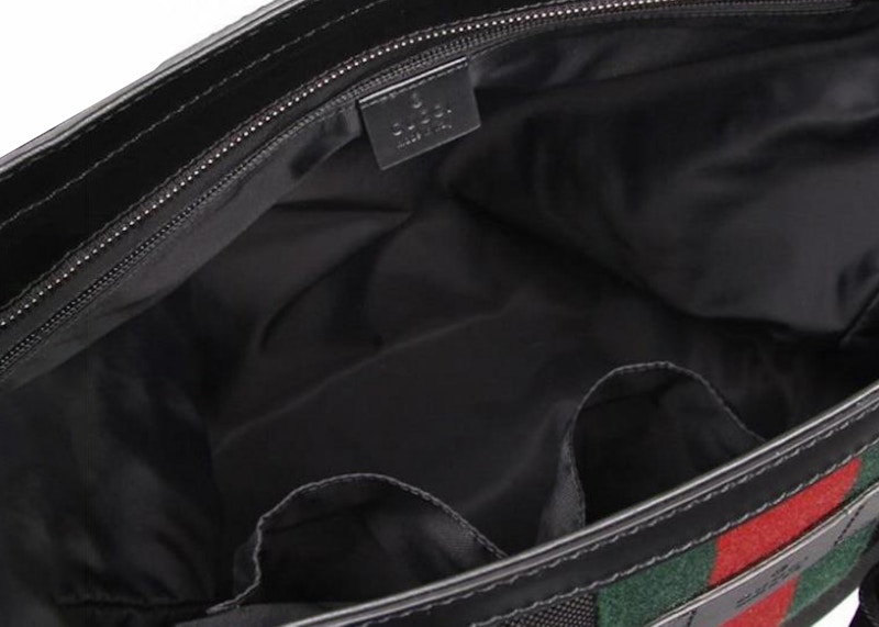 Lookbook グッチ ブラック ウェブ トートバッグ
