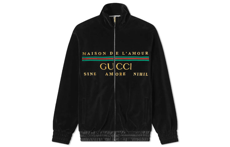 Gucci Black Zip-Up Jacket with Logo Print 595533-XJBTD-1082