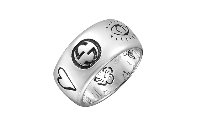 Shop GUCCI 關於愛寬版銀戒指 男女情侶飾品 455248-J8400-0701