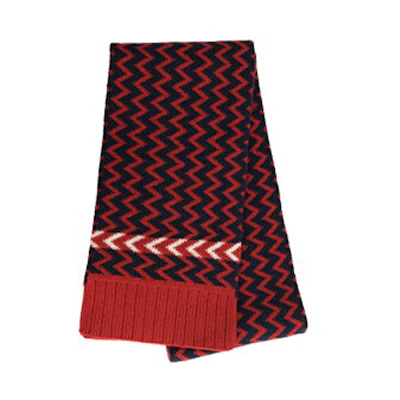 GUCCI Blue-Red Knit Scarf 550597-4G206-6468
