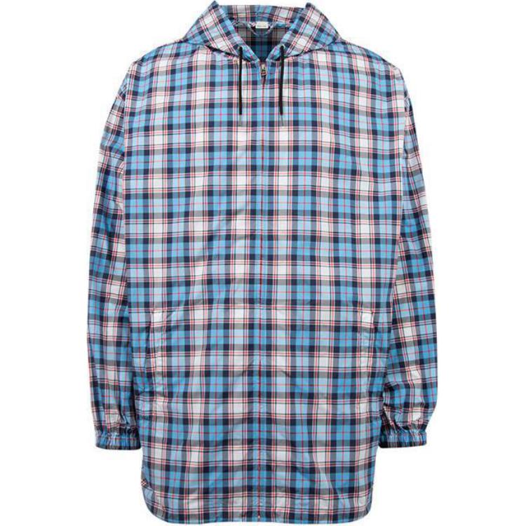 Gucci Blue Check Logo Print Hooded Jacket for Men 581941-ZACCR-4342