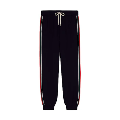 Gucci Blue Contrast Stripe Jogger Knit Sweatpants 673329-XJDUW-4548