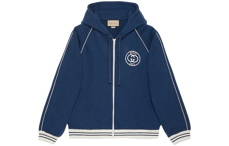 Gucci Blue Cotton Patch Appliqué Hoodie 756648-XJFV7-4030