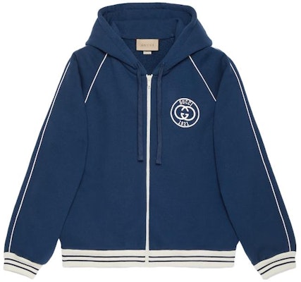 Gucci 藍色棉質貼布徽章連帽衫 756648-XJFV7-4030 Buy Gucci 藍色棉質貼布徽章連帽衫 756648-XJFV7-4030