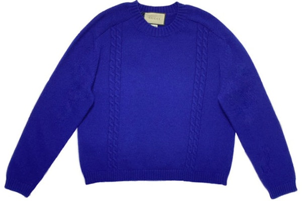 Gucci Biru Crewneck Lengan Panjang Knit Pullover Sweater. 605847-XKAPO-4003 Buy Gucci Biru Crewneck Lengan Panjang Knit Pullover Sweater. 605847-XKAPO-4003