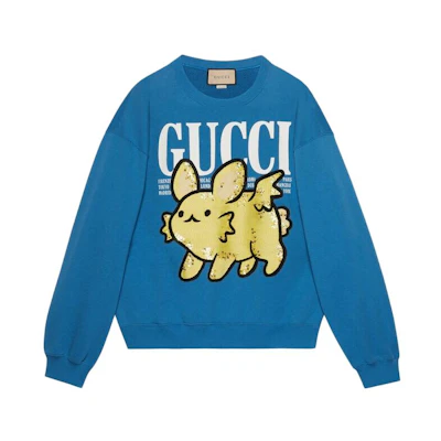 Gucci Blue Crewneck Sweatshirt with Animal Alphabet Print 715919-XJFCA-4591