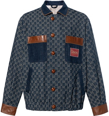 グッチ ブルーデニム ロゴプリント パッチワーク ボンバージャケット 644963-XDBIP-4266 Buy グッチ ブルーデニム ロゴプリント パッチワーク ボンバージャケット 644963-XDBIP-4266
