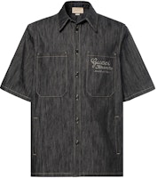 Gucci Blue Denim Shirt with Jacquard Detail Short Sleeve 782396-XDCWP-4759 Gucci Blue Denim Shirt with Jacquard Detail Short Sleeve 782396-XDCWP-4759