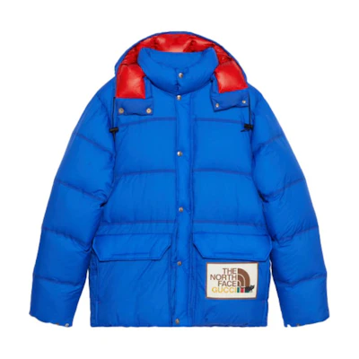 Gucci Blue Detachable Hood Logo Print Puffer Jacket 663753-XAACW-4316