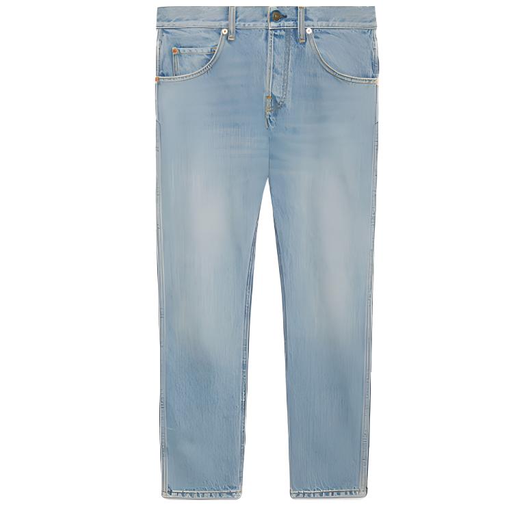 Gucci Blue Distressed Horsebit Detail Cropped Jeans SS22 681289-XDBQ5-4447