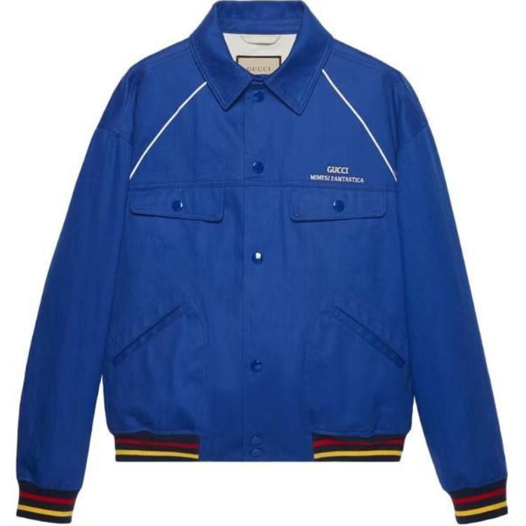 Gucci Blue Embroidered Letter Long-Sleeve Jacket 743251-XDCH1-4139