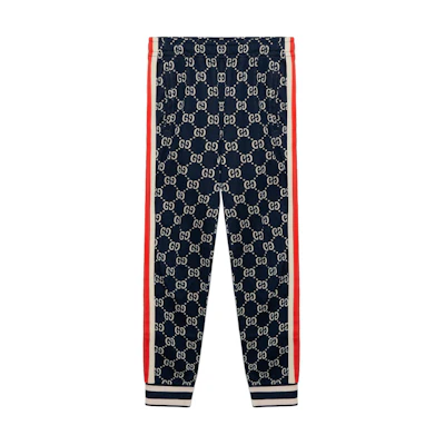 Gucci Blue GG Monogram Knit Jogger Pants 496920-X9V05-4245