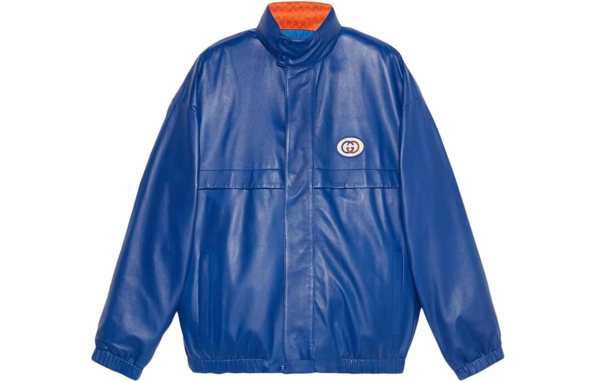 Gucci Blue Glossy Zip-Up Jacket with Letter Logo Print 691071-XNAQ1-4153 圖 2