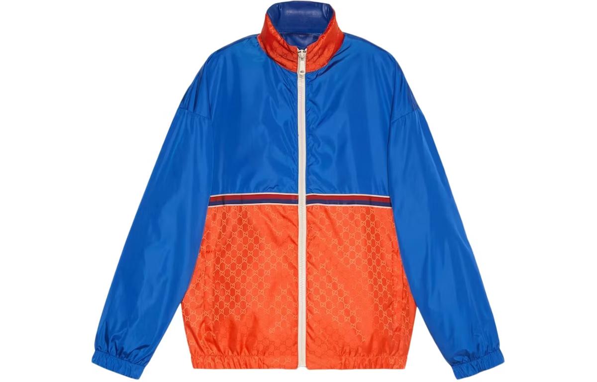 Gucci Blue Glossy Zip-Up Jacket with Letter Logo Print 691071-XNAQ1-4153 圖 3