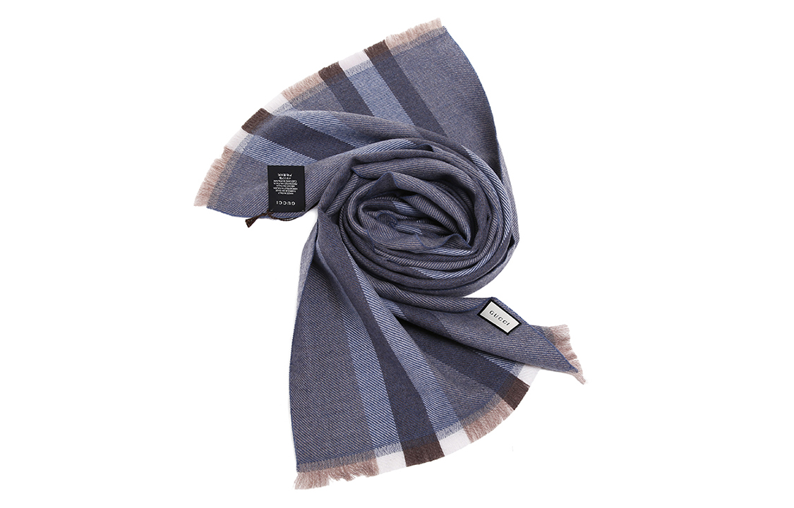 GUCCI Blue Grey Wool Fashion Scarf for Men 387574-4G200-1677 圖 6
