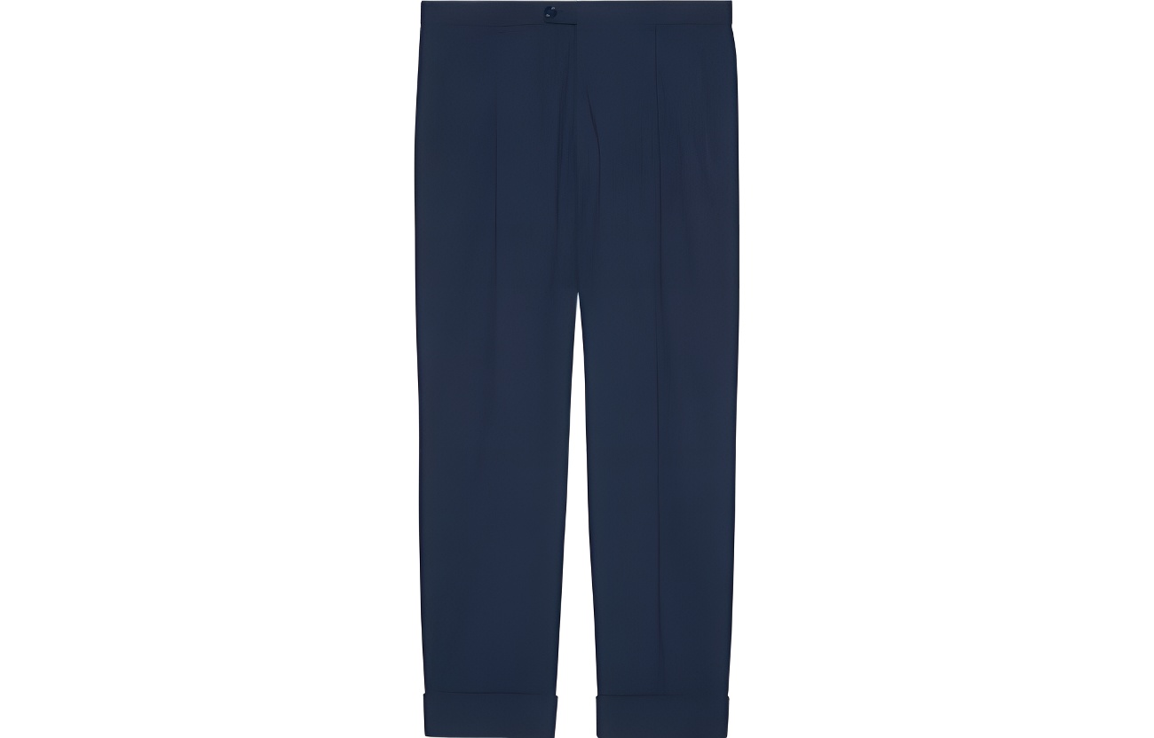 Gucci Blue High-Waisted Straight-Cut Logo Embroidered Pants SS23 Men 742764-ZANYI-4080