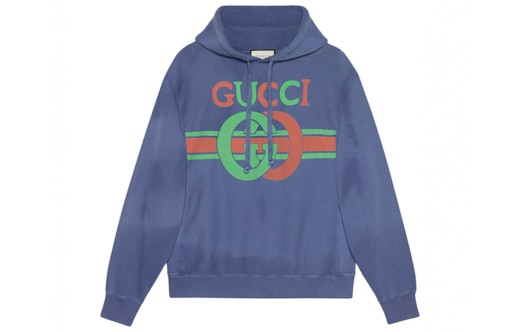 Gucci Blue Hoodie with Logo Letter Print 569828-XJA46-4804
