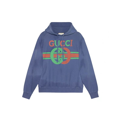Gucci Blue Hoodie with Logo Letter Print 569828-XJA46-4804