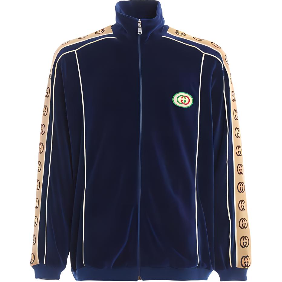 Gucci Blue Letter Print Zipper Jacket with Stand Collar Long Sleeves 575583-XJA6U-4541