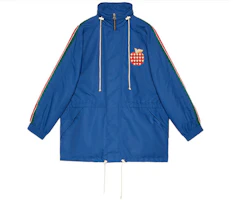 Gucci Blue Logo Apple Stripe Print Jacket 663646-ZAHC7-4211 Gucci Blue Logo Apple Stripe Print Jacket 663646-ZAHC7-4211